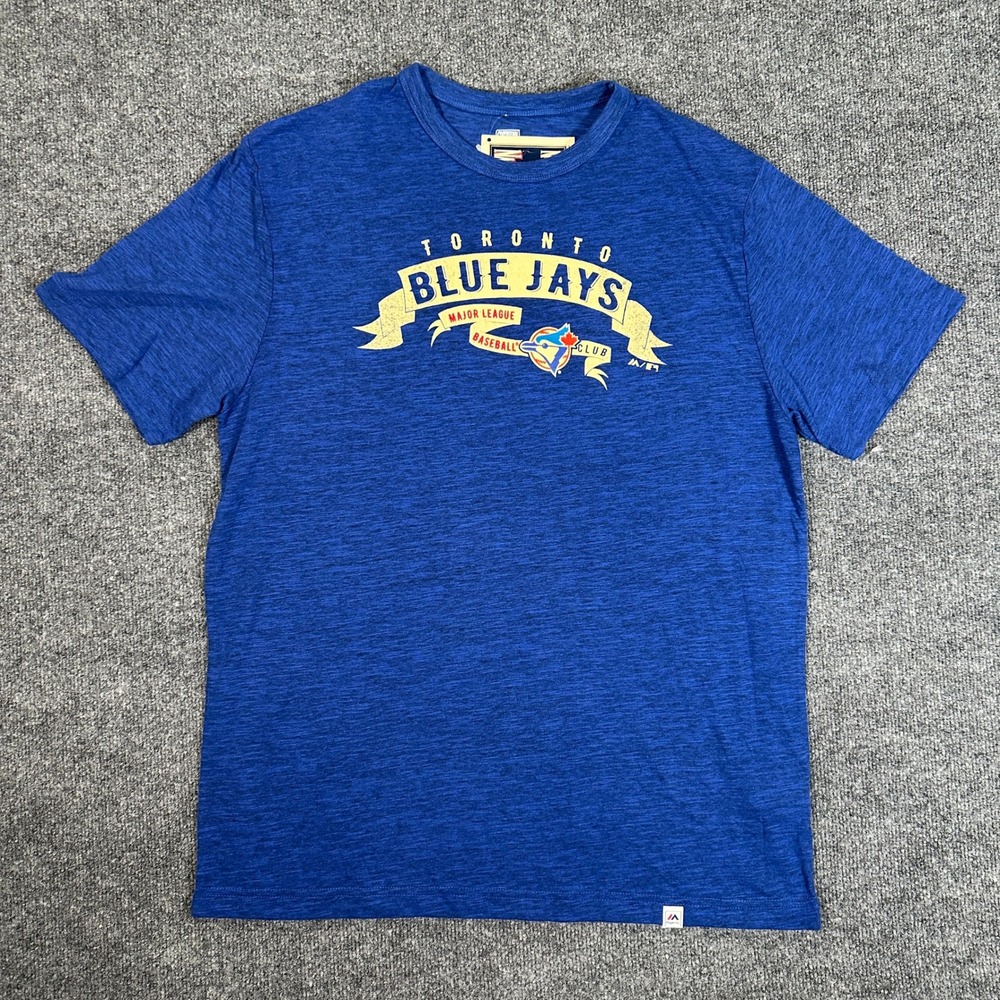 Majestic Toronto Blue Jays MLB Cooperstown Collection Blue T-Shirt Men's Size L